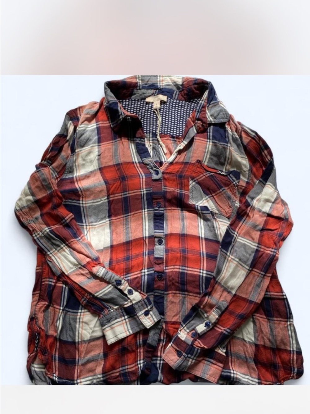 Como Vintage Navy and White Polka Dot Lined Flannel